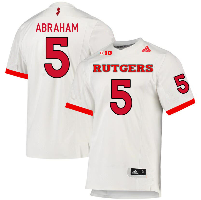 Men #5 Kessawn Abraham Rutgers Scarlet Knights College Football Jerseys Sale-White - Click Image to Close